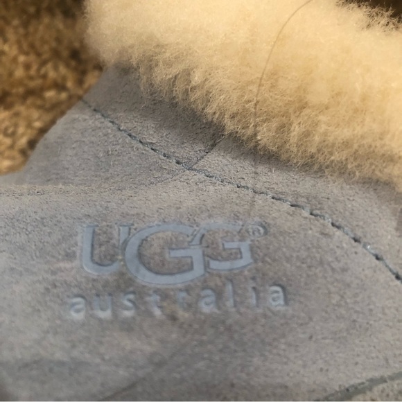 UGG Y2K 9 KAYLEE BABY BLUE SUEDE *BOHO* SHEEPSKIN WOODEN SHEARLING CLOGS / S 7 - Picture 3 of 9